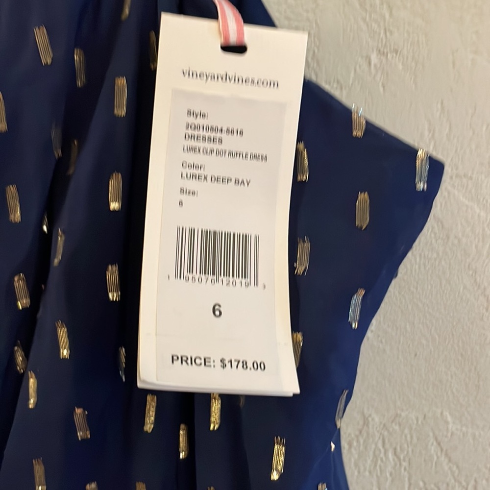 Stunning Vineyard Vine Lurex Clip Dot Ruffle Dress - NWT - Picture 7 of 12